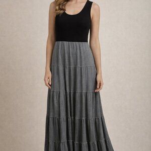 Maxi Dress Womens Tiered Small BoHo Fairy Grunge Goth Lagenlook